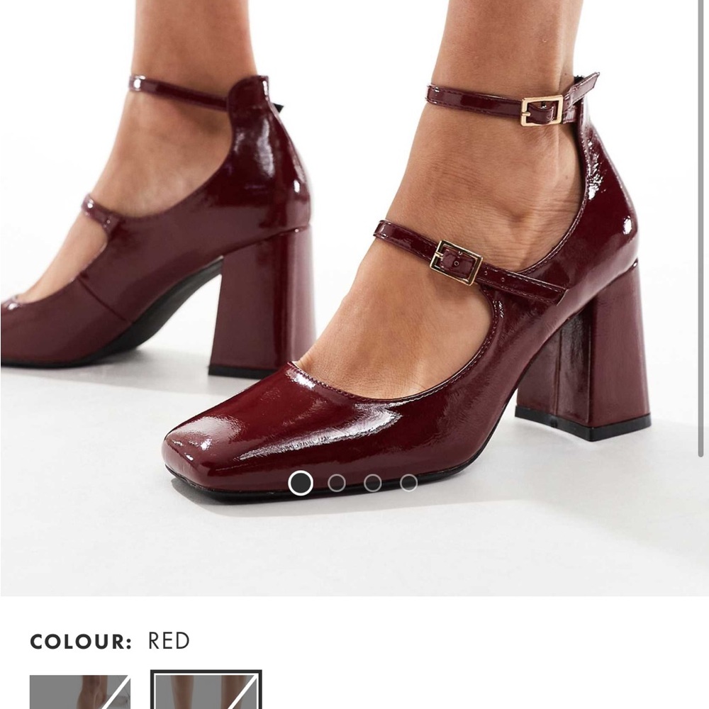 Red Patent Leather Mary Jane Heels with Block Heel